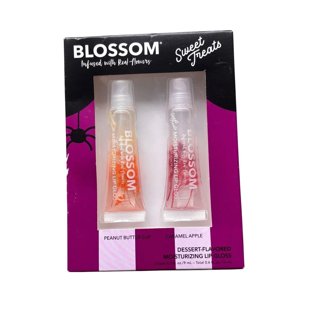 Blossom Sweet Treats Lip Gloss Set Peanut Butter Cup Caramel Apple 2 Pack NEW